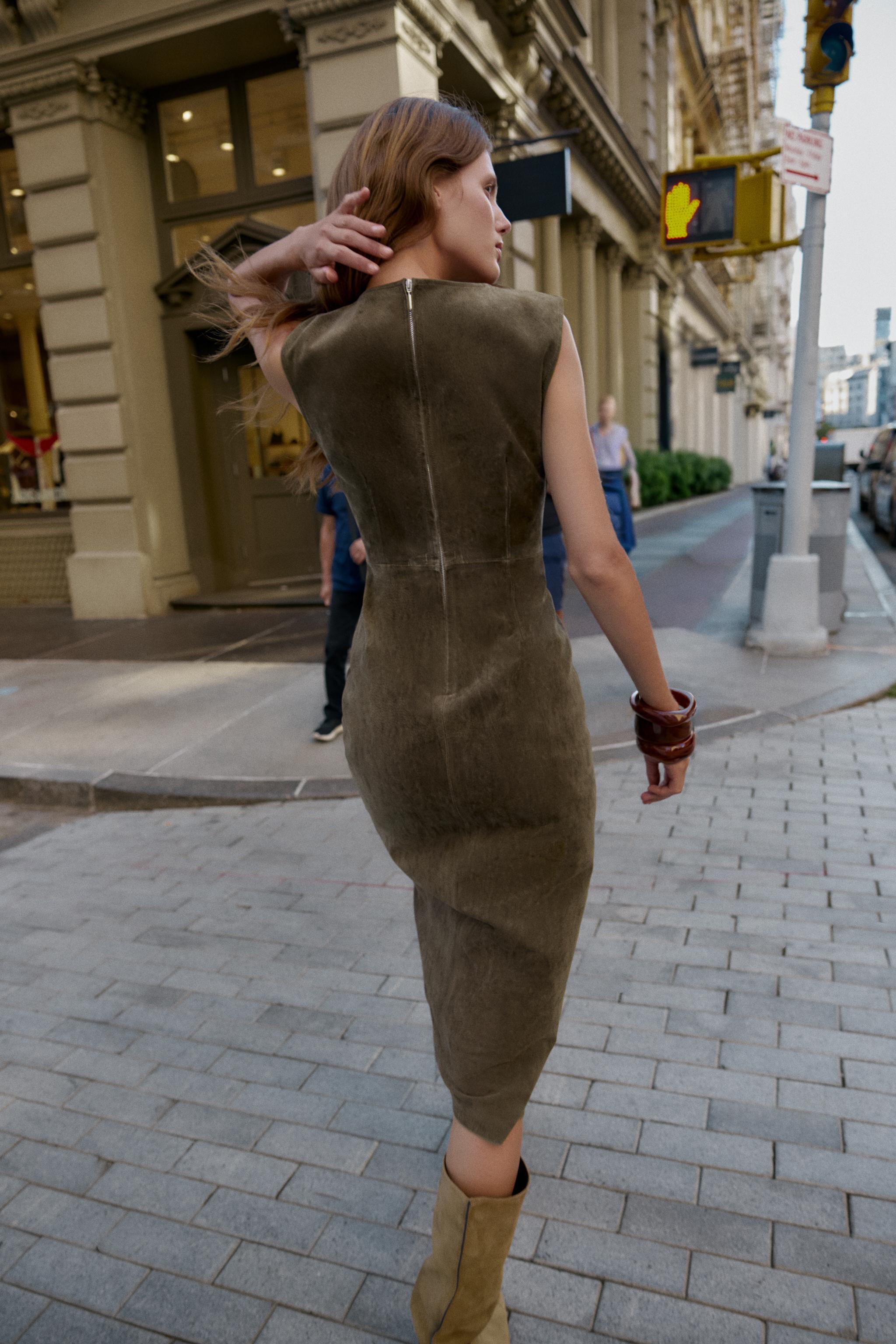 100% LEATHER MIDI DRESS